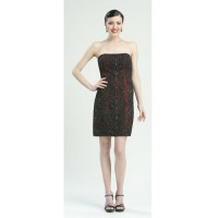 Sue Wong Womens Size 0-14 Black Pencil Strapless Beaded Cocktail Dress