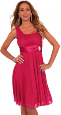 Sleeveless Sheer Layered Satin Empire Waist Knee Length Cocktail Dress S M L Sleeveless Sheer Layered Satin Empire Waist Knee Length Cocktail Dress S M L