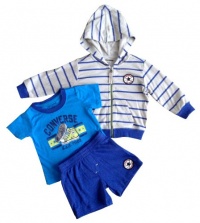 Converse Baby 3 Pcs Layette Set, Hoodie/t-shirt/pants Converse Baby 3 Pcs Layette Set, Hoodie/t-shirt/pants