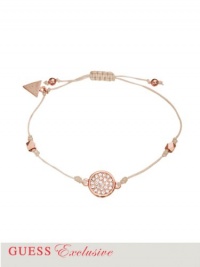 GUESS Women's Rose Gold-Tone Wax Cord Crystal Disc Bracelet, ROSE GOLD GUESS Women's Rose Gold-Tone Wax Cord Crystal Disc Bracelet, ROSE GOLD