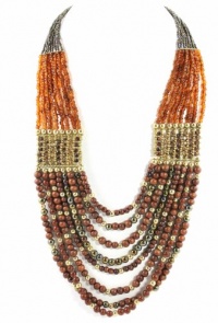 Style&co. Necklace, 20 Gold-Tone Brown Bead Multi Row Tribal Necklace Style&co. Necklace, 20 Gold-Tone Brown Bead Multi Row Tribal Necklace