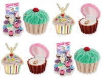 Cupcake Crystal & Enamel Pendant Necklace in Figural Gift Box Cupcake Crystal & Enamel Pendant Necklace in Figural Gift Box