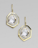 From the Modern Rock Candy® Collection. A beautiful piece that truly sparkles, a single clear quartz dangles amidst a lustrous 18k gold frame. Clear quartz18k goldDrop, about 1½Hook backImported 