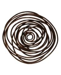 Coffee-colored rattan is bent and shaped into a mesmerizing swirl, a fun alternative to traditional posters and prints and, at 4-feet wide, a piece that'll redefine a room. Coffee-colored rattan is bent and shaped into a mesmerizing swirl, a fun alternative to traditional posters and prints and, at 4-feet wide, a piece that'll redefine a room.