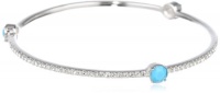 Sterling Silver Swarovski Crystal Three-Station Bangle Bracelet, 7.5