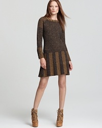 Quirky goes cool as statement pattern lends eclectic inspiration to a sumptuous Burberry Brit sweater dress. Quirky goes cool as statement pattern lends eclectic inspiration to a sumptuous Burberry Brit sweater dress.
