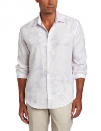 Cubavera Men's Long Sleeve Linen Shirt With Floral Print Cubavera Men's Long Sleeve Linen Shirt With Floral Print