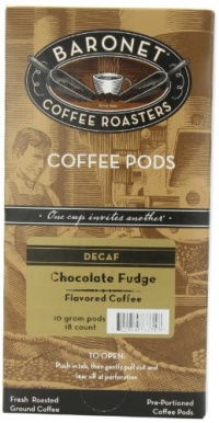 Baronet Coffee Decaf Chocolate Fudge, 18-Count Coffee Pods (Pack of 3)