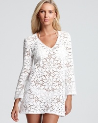 Spin a little magic in this feminine crochet tunic from Milly, perfect for a getway to the Greek Isles, Malibu or your next poolside BBQ. Spin a little magic in this feminine crochet tunic from Milly, perfect for a getway to the Greek Isles, Malibu or your next poolside BBQ.