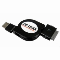 ZipLinq Black Round Retractable iPod/iPhone USB Charge & Sync Cable 32 ZipLinq Black Round Retractable iPod/iPhone USB Charge & Sync Cable 32