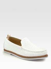 An instant upgrade to the casual slip-on style, handsomely crafted in perforated leather with contrast sole.Leather upperLeather liningPadded insoleRubber soleImported An instant upgrade to the casual slip-on style, handsomely crafted in perforated leather with contrast sole.Leather upperLeather liningPadded insoleRubber soleImported