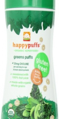 Happy Baby Organic Puffs, Greens Puffs, 2.1-Ounce Containers (Pack of 6) Happy Baby Organic Puffs, Greens Puffs, 2.1-Ounce Containers (Pack of 6)