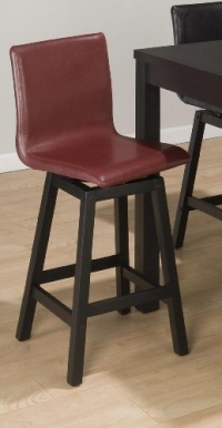 Basic Black Finished Bain Swivel Stool In Red Faux Leather (Set Of 2) Basic Black Finished Bain Swivel Stool In Red Faux Leather (Set Of 2)