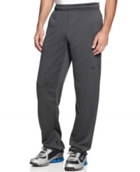 Stay on the run even on chilly mornings with these Nike active pants featuring Therma-FIT technology to keep you warm and insulated. Stay on the run even on chilly mornings with these Nike active pants featuring Therma-FIT technology to keep you warm and insulated.