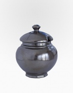 A charming breakfast companion, handcrafted in pewter with classic lines and color that matches any decor. Includes lid Pewter 4½H X 4 diam. Dishwasher safe Imported 