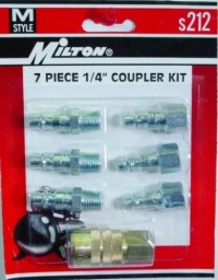 Milton M-Style Air Coupler and Plug Set - 1/4in. NPT, 7-Pcs., Model# S-212 Milton M-Style Air Coupler and Plug Set - 1/4in. NPT, 7-Pcs., Model# S-212
