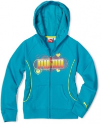 Puma - Kids Girls 7-16 Heart Hoodie, Bluebird, Medium Puma - Kids Girls 7-16 Heart Hoodie, Bluebird, Medium