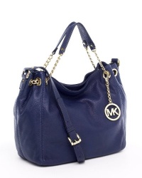Michael Michael Kors Jet Set Medium Chain Leather Gather Tote Bag, Navy Michael Michael Kors Jet Set Medium Chain Leather Gather Tote Bag, Navy