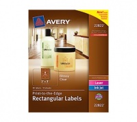 Avery Print - To - The - Edge Rectangular Labels, Glossy Clear, 2 x 3 Inches, 80 Labels (22822) Avery Print - To - The - Edge Rectangular Labels, Glossy Clear, 2 x 3 Inches, 80 Labels (22822)