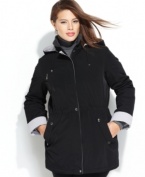 Keep cozy in Nautica's plus size anorak, complete with soft knit trim at the neck and cuffs and a cinched waist for a flattering silhouette.