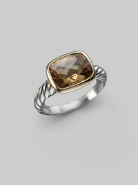 From the Noblese Collection. A beautifully colored, faceted smoky citrine set in 18k gold sits atop a graceful sterling silver cable band. Smoky Citrine Sterling silver and 18k yellow gold Length, about ½ Made in USA From the Noblese Collection. A beautifully colored, faceted smoky citrine set in 18k gold sits atop a graceful sterling silver cable band. Smoky Citrine Sterling silver and 18k yellow gold Length, about ½ Made in USA