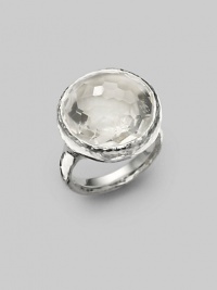 From the Lollipop Collection. A round clear quartz, richly faceted, in a bold hammered setting of sterling silver. Clear quartz Sterling silver Diameter, about ¾ Imported From the Lollipop Collection. A round clear quartz, richly faceted, in a bold hammered setting of sterling silver. Clear quartz Sterling silver Diameter, about ¾ Imported
