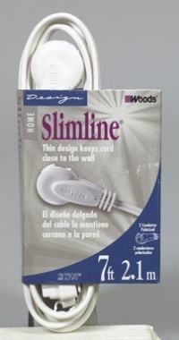 SlimLine 2236 Flat Plug Extension Cord, 2-Wire, White, 7-Foot SlimLine 2236 Flat Plug Extension Cord, 2-Wire, White, 7-Foot