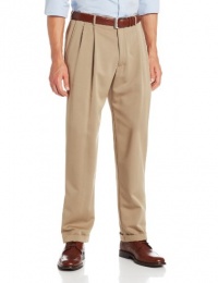 Haggar Men's Two Tone Herringbone Expandable Waist Pleat Front Dress Pant