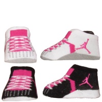 Nike Air Jordan Newborn Infant Baby Booties Socks Size 0-6 Months Pink Black and White Embroidered Jordan Jumpman 23 Logo Baby Gift Set Nike Air Jordan Newborn Infant Baby Booties Socks Size 0-6 Months Pink Black and White Embroidered Jordan Jumpman 23 Logo Baby Gift Set