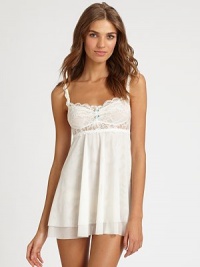 EXCLUSIVELY AT SAKS. Scalloped floral lace is at the center of this completely feminine design, with a layered flowing skirt and blue floral accents. Sweetheart necklineSemi-sheer floral lace trim at neckline and thin strapsTiered skirtNylonHand washMade in USA EXCLUSIVELY AT SAKS. Scalloped floral lace is at the center of this completely feminine design, with a layered flowing skirt and blue floral accents. Sweetheart necklineSemi-sheer floral lace trim at neckline and thin strapsTiered skirtNylonHand washMade in USA