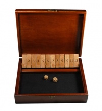 Shut the Box Game with 12 Numbers in an Old World Styled Wood Box with a Lid and a Brass Latch Shut the Box Game with 12 Numbers in an Old World Styled Wood Box with a Lid and a Brass Latch