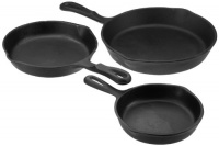 Universal Housewares Pre-Seasoned Cast Iron 3 Piece Skillet Set Universal Housewares Pre-Seasoned Cast Iron 3 Piece Skillet Set