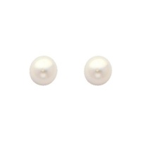 .925 Sterling Silver Rhodium Plated 5mm Pearl Stud Earrings with Screw-back for Children & Women