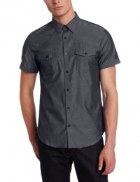Calvin Klein Sportswear Men's Short Sleeve YD Chambray Poplin With Contrast Trim Calvin Klein Sportswear Men's Short Sleeve YD Chambray Poplin With Contrast Trim