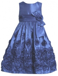Royal-Blue Bonaz Rosette Border Taffeta Dress RY3SA Bonnie Jean Little Girls Special Occasion Flower Girl Holiday BNJ Social Dress, Royal Royal-Blue Bonaz Rosette Border Taffeta Dress RY3SA Bonnie Jean Little Girls Special Occasion Flower Girl Holiday BNJ Social Dress, Royal