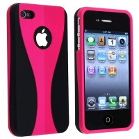 Snap-on Rubber Coated Case for Apple® iPhone® 4 4S 4GS 4G AT&T / Verizon, Pink / Black Snap-on Rubber Coated Case for Apple® iPhone® 4 4S 4GS 4G AT&T / Verizon, Pink / Black