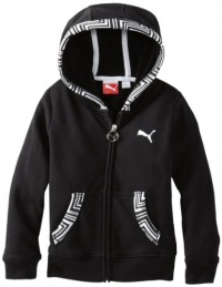 Puma - Kids Girls 2-6X Printed Trim Long Sleeve Hoodie, Black, 6X Puma - Kids Girls 2-6X Printed Trim Long Sleeve Hoodie, Black, 6X
