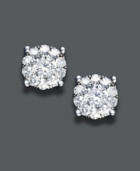 Diamond stud earrings (2 ct. t.w.) are definitely a girl's best friend. The perfect accessory that goes with everything. Multiple round-cut diamonds add effortless shine in a 14k white gold post setting. Approximate diameter: 9-8/10 mm. Diamond stud earrings (2 ct. t.w.) are definitely a girl's best friend. The perfect accessory that goes with everything. Multiple round-cut diamonds add effortless shine in a 14k white gold post setting. Approximate diameter: 9-8/10 mm.