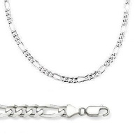 14k Solid White Gold Figaro Link Bracelet 2.5mm 7 14k Solid White Gold Figaro Link Bracelet 2.5mm 7