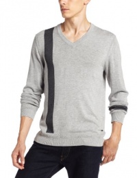 DKNY Jeans Men's Long Sleeve Athletic Stripe V-Neck, Heather Grey, X-Large DKNY Jeans Men's Long Sleeve Athletic Stripe V-Neck, Heather Grey, X-Large