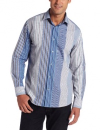 John Henry Men's Long Sleeve Stripe Shirt, Blue, Large John Henry Men's Long Sleeve Stripe Shirt, Blue, Large