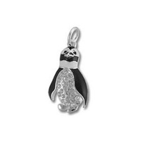 Penguin Enamel & Swarovski Crystal Sterling Silver Charm