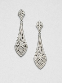 An elegant, elongated marquise shape is set with shimmering crystals in drop earrings with Art Deco appeal.CrystalRhodium platingDrop, about 2¼Post backImported An elegant, elongated marquise shape is set with shimmering crystals in drop earrings with Art Deco appeal.CrystalRhodium platingDrop, about 2¼Post backImported