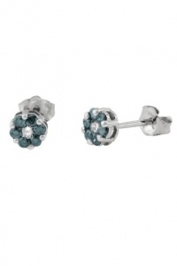 Effy Jewlery 14K White Gold Blue & White Diamond Earrings, .28 TCW