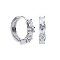 Studio 925 Portia White CZ Baguette Sterling Silver Huggie Hoop Earrings Studio 925 Portia White CZ Baguette Sterling Silver Huggie Hoop Earrings