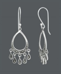Light up your night with chandeliers you can wear. Instant ambiance is added with these glittering marcasite earrings by Genevieve & Grace. Crafted in sterling silver. Approximate drop: 1-3/4 inches. Light up your night with chandeliers you can wear. Instant ambiance is added with these glittering marcasite earrings by Genevieve & Grace. Crafted in sterling silver. Approximate drop: 1-3/4 inches.