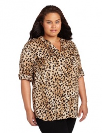 Calvin Klein Women's Plus-Size Print Crew Roll Sleeve Blouse Calvin Klein Women's Plus-Size Print Crew Roll Sleeve Blouse