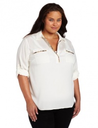Calvin Klein Women's Plus-Size Top With Leopard Piping Calvin Klein Women's Plus-Size Top With Leopard Piping
