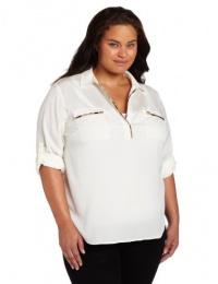 Calvin Klein Women's Plus-Size Top With Leopard Piping