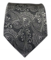 100% Silk Woven Charcoal Paisley Tie 100% Silk Woven Charcoal Paisley Tie